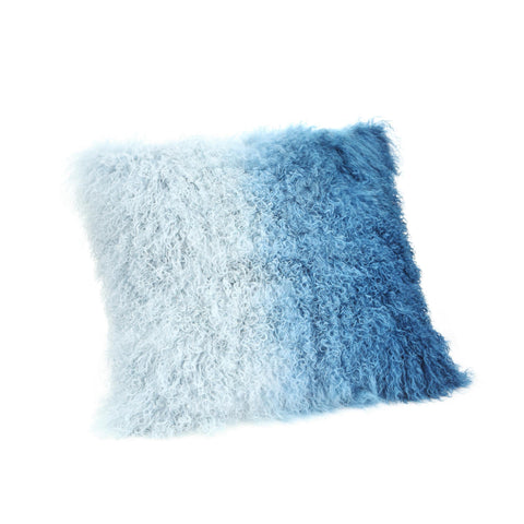 Moe's Home Lamb Fur Pillow In Blue Spectrum