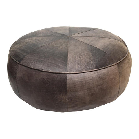 Moes Home Arthuro Leather Ottoman in Antique Brown