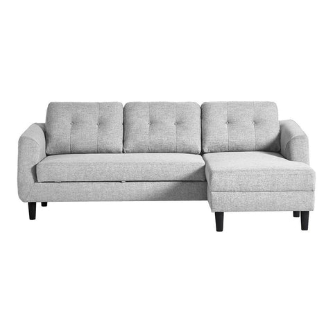 Moes Home Belagio Sofa Bed With Chaise Light Grey Right