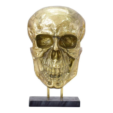 Moes Home Braincase Skull Statue Gold