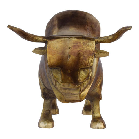 Moes Home Bull Sculpture in Antique  Gold