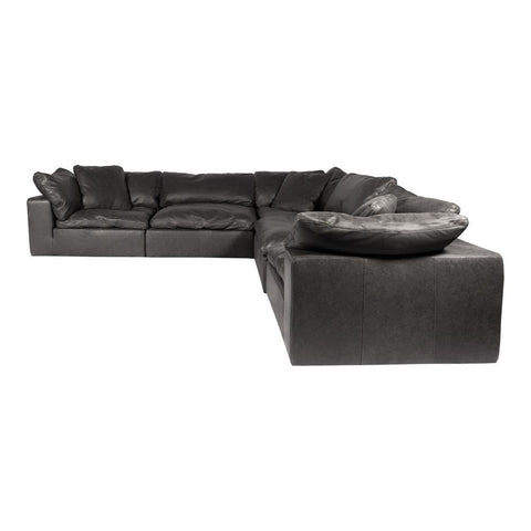Moes Home Clay Classic L Modular Sectional Nubuck Leather Black