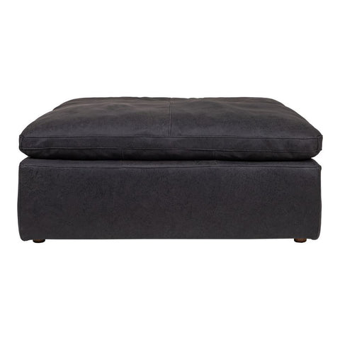 Moes Home Clay Ottoman Nubuck Leather Black