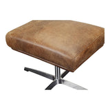 Moes Home Faris Leather Ottoman in Cappuccino