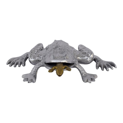 Moes Home Hungry Frog Sculpture in Nickel