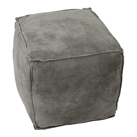 Moes Home Jules Suede Pouf in Blue Grey