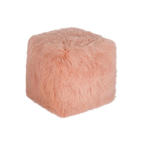 Moes Home Lamb Fur Pouf Pink In Pink