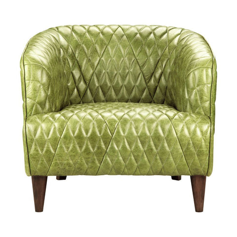 Moes Home Magdelan Tufted Leather Arm Chair Emerald