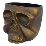 Moes Home Metal Skull Planter in Anitque Brass