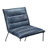 Moes Home Naxos Leather Chair in Dark Blue