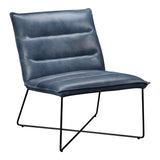 Moes Home Naxos Leather Chair in Dark Blue