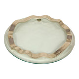 Moes Home Nickel Banded Glass Tray in Nickel