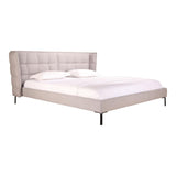 Moes Home Ostalo Upholstered Platform Bed in Light Grey