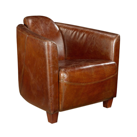 Moes Home Salzburg Club Chair in Brown Leather