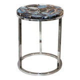Moes Home Shimmer Agate Accent Table in Silver