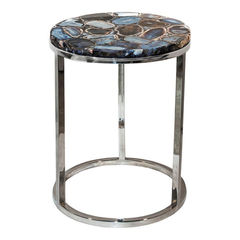 Moes Home Shimmer Agate Accent Table in Silver