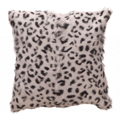 Moes Home Spotted Goat Fur Pillow Grey Leopard