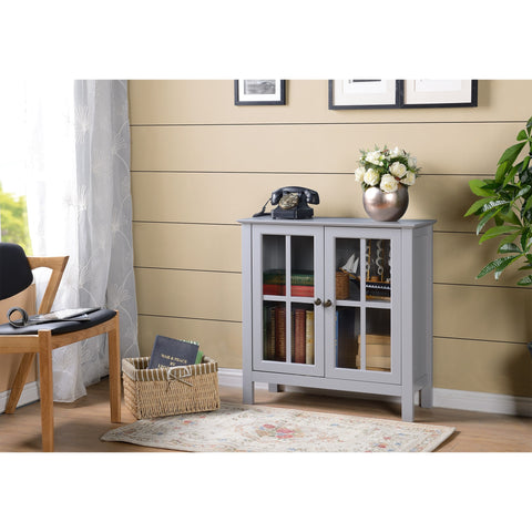 OS Home and Office Dark Gray Glass Door Accent and Display Cabinet