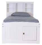 OS Home and Office Furniture Model 0220-K6-KD Solid Pine Twin Captains Bookcase Bed with 6 spacious under bed drawers in Casual White