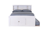 OS Home and Office Furniture Model 0221-K3-KD Solid Pine Full Sized Captains Bookcase Bed with Twin Trundle and 3 spacious underbed drawers in Casual White