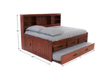 OS Home and Office Furniture Model 2823-K3-KD, Solid Pine Full Daybed with Three Drawers and Twin Trundle in Rich Merlot