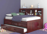 OS Home and Office Furniture Model 2823-K3-KD, Solid Pine Full Daybed with Three Drawers and Twin Trundle in Rich Merlot