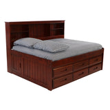 OS Home and Office Furniture Model 2823-K6-KD, Solid Pine Full Daybed with Six Sturdy Drawers in Rich Merlot