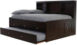 OS Home and Office Furniture Model 2923-K3-KD, Solid Pine Full Daybed with 3 Drawers and Twin Trundle in Dark Espresso