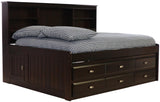 OS Home and Office Furniture Model 2923-K6-KD, Solid Pine Full Daybed with Six Drawer Storage Unit in Dark Espresso