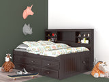 OS Home and Office Furniture Model 2923-K6-KD, Solid Pine Full Daybed with Six Drawer Storage Unit in Dark Espresso