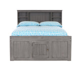 OS Home and Office Furniture Model 3221-K6-KD Solid Pine Full Captains Bookcase Bed with 6 drawers in Charcoal Gray