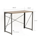 OS Home and Office Furniture Model 42240 No Tool Writing Desk with Metal Legs and Sewn Oak Laminate Top