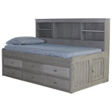 OS Home and Office Furniture Model 83222-6-KD, Solid Pine Twin Daybed with Six Sturdy Drawers in Charcoal Gray