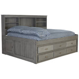 OS Home and Office Furniture Model 83223-6-KD, Solid Pine Full Daybed with Six Sturdy Drawers in Charcoal Gray