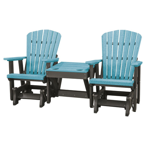 OS Home and Office Model 515ARB-K Double Glider with Center Table in Aruba Blue and Black