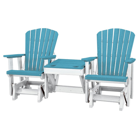 OS Home and Office Model 515ARW-K Double Glider with Center Table in Aruba Blue with White Base