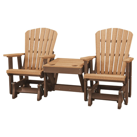 OS Home and Office Model 515CTB-K Double Glider with Center Table in Cedar and Tudor Brown