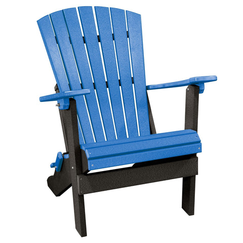 OS Home and Office Model 519BBK Fan Back Folding Adirondack Chair in Blue with a Black Base