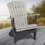 OS Home and Office Model 519LGB Fan Back Folding Adirondack Chair Made in the USA- Light Gray on Black Base