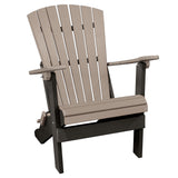 OS Home and Office Model 519WWBK Fan Back Folding Adirondack Chair in Weatherwood with a Black Base