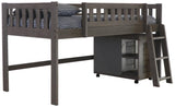OS Home and Office Model 83204S Charcoal Gray Twin Low Loft with Chest