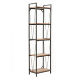 OS Home and Office Mountain Ridge Model 41412 Five Shelf Bookcase with Black Metal Uprights and Rustic Reclaimed Barnwood Laminate