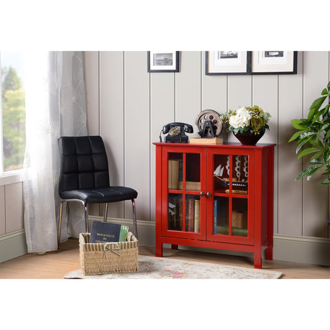 OS Home and Office Red Glass Door Accent and Display Cabinet