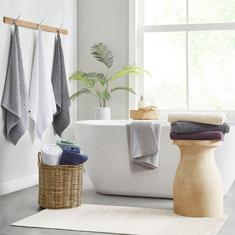 Olliix Loft 100% Cotton Solid Textured Antimicrobial 6 Piece Towel Set