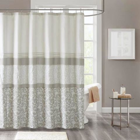 Olliix Ramsey Printed and Embroidered Shower Curtain with Liner 72x72"