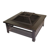 Outdoor Leisure Products 30 inch Square Steel Fire Pit with Checkerboard Mesh Walls and Oil Rubbed Bronze Finish