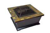 Outdoor Leisure Products 36 inch Square Steel Fire Pit with Decorative Slate Hearth and Oil Rubbed Bronze Finish