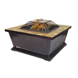 Outdoor Leisure Products 36 inch Square Steel Fire Pit with Decorative Slate Hearth and Oil Rubbed Bronze Finish