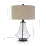 Hudson & Canal Lagos Table Lamp In Seeded Glass With Flax Shade