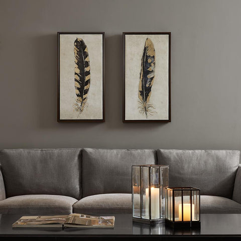 Urban Habitat Gilded Feathers Printed Canvas With Gold Foil 2 Piece Set